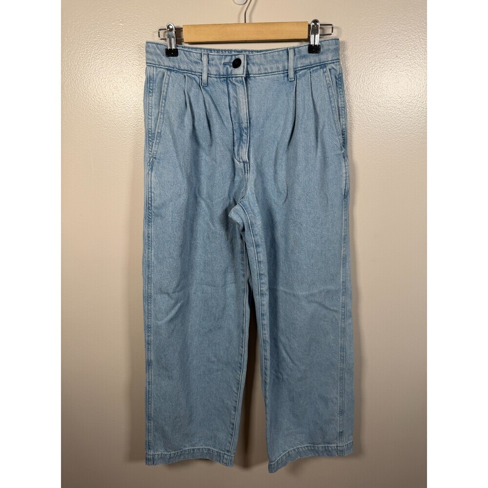 Aritzia Wilfred Free Effortless Pleated Jeans Size 4 Light Wash 90s Wide Leg